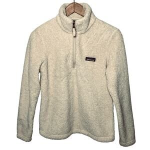 Patagonia Jacket Sherpa Fleece Women Cream 1/4 Zip Pullover Fall Winter Preppy S